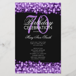 70エレガント番目の誕生日プログラムパープル（メニュー付き） チラシ