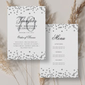 70エレガント番目の誕生日プログラムメニューシルバー 招待状