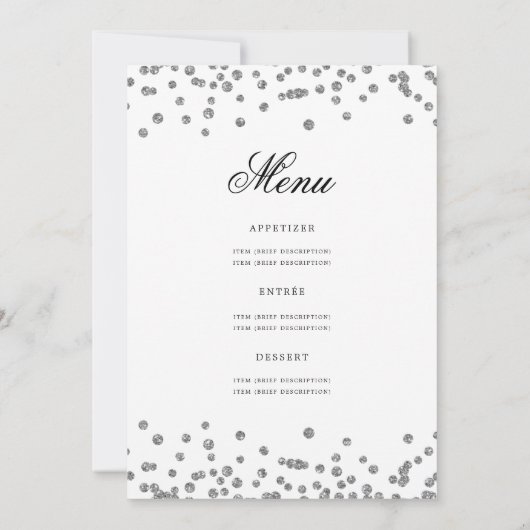 70エレガント番目の誕生日プログラムメニューシルバー 招待状 (裏面)