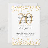 70エレガント番目の誕生日プログラムメニュー金ゴールド 招待状 (正面)
