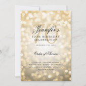 70エレガント番目の誕生日プログラム金ゴールド《写真》ぼけ味(メニュー付き) 招待状 (正面)