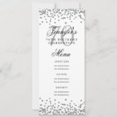 70エレガント番目の誕生日メニューSilver紙吹雪 招待状 (正面)