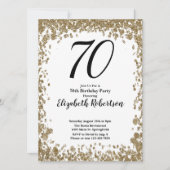 70エレガント番目の誕生日招待状と金ゴールドシーケンサー 招待状 (正面)