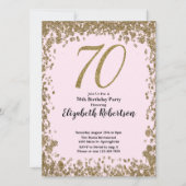 70エレガント番目の誕生日招待状と金ゴールドシーケンサー 招待状 (正面)