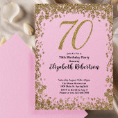 70エレガント番目の誕生日招待状と金ゴールドシーケンサー 招待状