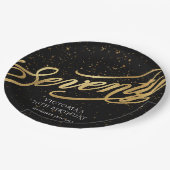 70エレガント番目の誕生日金ゴールドブラック紙吹雪 ペーパープレート (アングル)