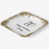 70エレガント番目の誕生日金ゴールド紙吹雪モダン ペーパープレート (傾斜あり)