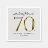 70エレガント番誕生日無地の金ゴールド文字 スタンダードカクテルナプキン (正面)