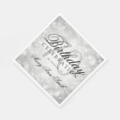 70エレガント誕生日シルバーウィンターワンダーランド スタンダードランチョンナプキン (角)