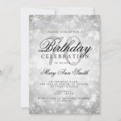 70エレガント誕生日シルバーウィンターワンダーランド 招待状 (正面)