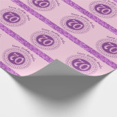 70エレガント誕生日ピンクグリッター付ストライプき ラッピングペーパー (角)