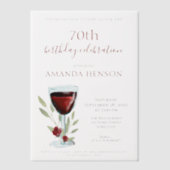 70エレガント誕生日レッドワインサプライズ誕生日 ベラム紙招待状 (正面)