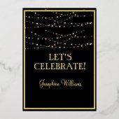 70エレガント7誕生日黒実在金ゴールド 箔招待状 (裏面)