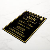 70エレガントth7誕生日ブラック実在金ゴールド 箔招待状 (回転した状態)