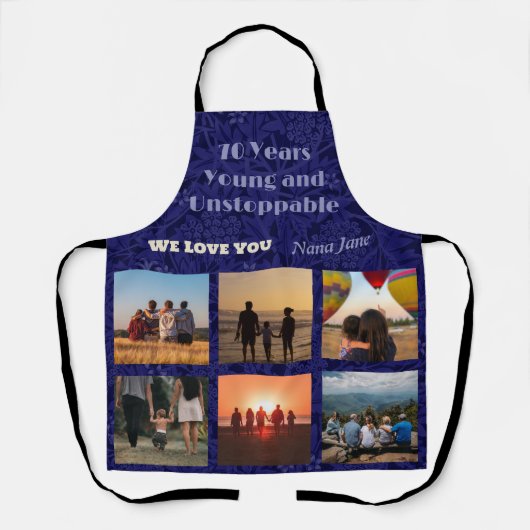 70カスタム歳の女性のための写真コラージュのギフト エプロン (正面)