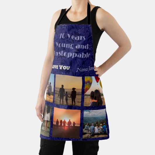 70カスタム歳の女性のための写真コラージュのギフト エプロン (インサイチュ)