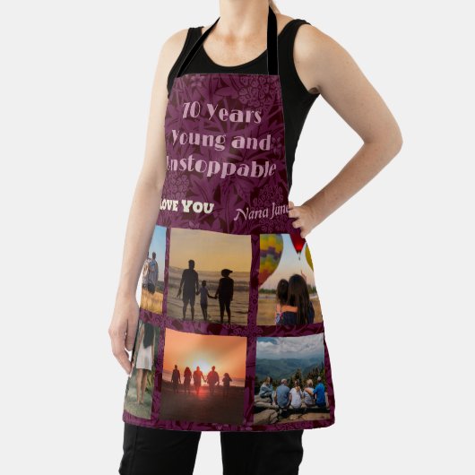 70カスタム歳の女性のための写真コラージュのギフト エプロン (インサイチュ)