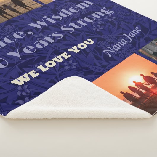 70カスタム歳の女性のための写真コラージュのギフト シェルパブランケット (3/4)