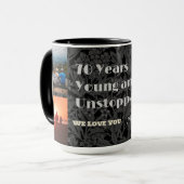 70カスタム歳の女性のための写真コラージュのギフト マグカップ (正面左)