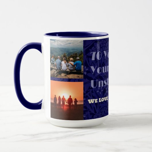 70カスタム歳の女性のための写真コラージュのギフト マグカップ (左)
