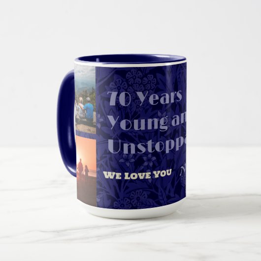 70カスタム歳の女性のための写真コラージュのギフト マグカップ (正面左)