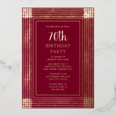 70カスタム歳の誕生日パーティアールデコテクスチャ 箔招待状 (正面)