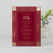 70カスタム歳の誕生日パーティアールデコテクスチャ 箔招待状 (立ち正面)