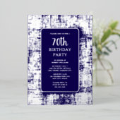 70カスタム歳の誕生日パーティーSiver Navy Classy 箔招待状 (立ち正面)