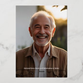 70カスタム歳の誕生日パーティーSiver Navy Classy 箔招待状 (裏面)