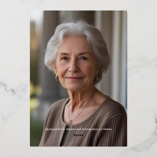 70カスタム歳バースデーパーティー植物学エレガント茶 箔招待状 (裏面)