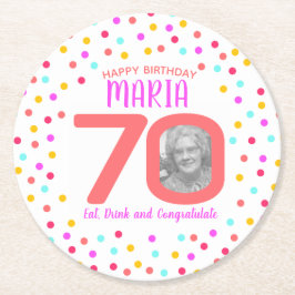 70カスタムthカラフルサンゴ紙吹雪 ラウンドペーパーコースター