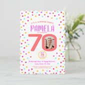 70カスタムthカラフルサンゴ紙吹雪 招待状 (スタンド正面)