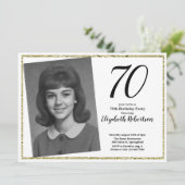 70カスタムthフォトホワイトと金ゴールド 招待状 (スタンド正面)