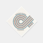 70カラフル年代レトロストライプズ結婚 スタンダードカクテルナプキン (角)