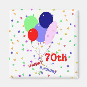 70カラフル度目の誕生日気球 マグネット