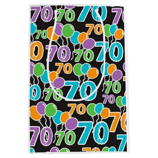 70カラフル番目の誕生日抱き枕 ミディアムペーパーバッグ (正面)