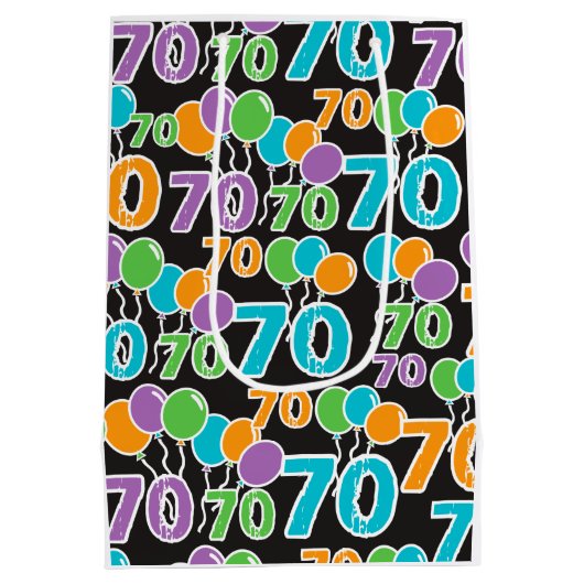 70カラフル番目の誕生日抱き枕 ミディアムペーパーバッグ (裏面)