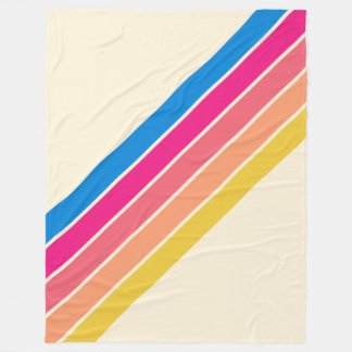 70カラフルs 80sストライプのレトロクラシックストライプ フリースブランケット