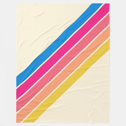 70カラフルs 80sストライプのレトロクラシックストライプ フリースブランケット (正面)