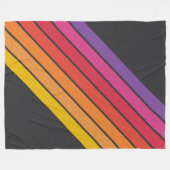 70カラフルs 80sストライプのレトロクラシックストライプ フリースブランケット (正面(横))