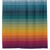 70カラフルs 80sストライプのレトロレインボーストライプ シャワーカーテン (正面)
