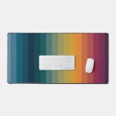 70カラフルs 80sストライプのレトロレインボーストライプ デスクマット (キーボード&マウス)