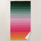 70カラフルs 80sストライプのレトロレインボーストライプ ビーチタオル (正面)