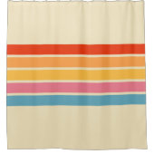 70カラフルs 80sストライプのレトロレーシングストライプ シャワーカーテン (正面)