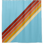 70カラフルs 80sストライプのレトロレーシングストライプ シャワーカーテン (正面)