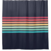 70カラフルs 80sストライプのレトロレーシングストライプ シャワーカーテン (正面)