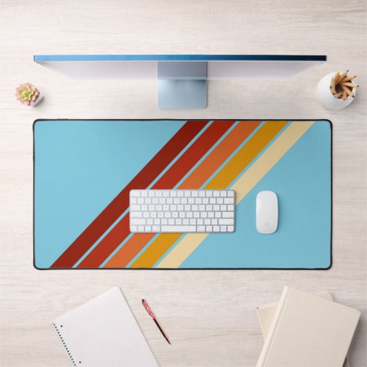 70カラフルs 80sストライプのレトロレーシングストライプ デスクマット (オフィス1)