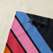 70カラフルs 80sストライプのレトロレーシングストライプ ビーチタオル (インサイチュ)