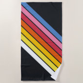 70カラフルs 80sストライプのレトロレーシングストライプ ビーチタオル (正面)