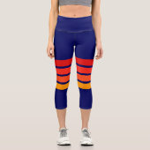 70カラフルs 80sレトロストライプのストライプ カプリレギンス (正面)